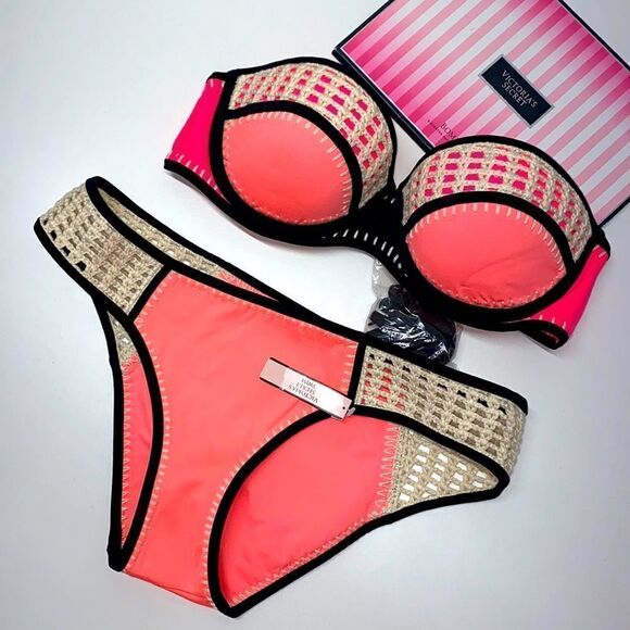 🔥🏖VICTORIA SECRET  swimsuit The Fabulous/push-up  cheeky  New - Picture 1 of 8